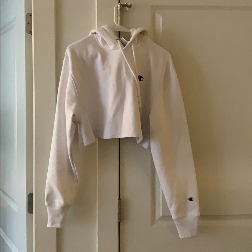 Champion reverse weave Xs white crop hoodie
